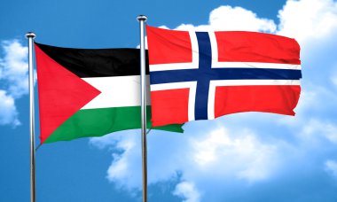 Norveç bayrağı, 3d render ile Filistin bayrağı