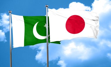 Pakistan bayrağı Japonya bayrağı, 3d render ile