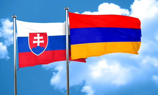 Vlajka Slovensko s Arménií vlajka, 3d vykreslování — Stock fotografie