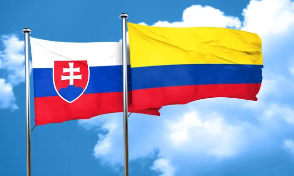 Slovensko vlajka Kolumbie vlajka, 3d vykreslování — Stock fotografie