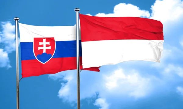インドネシアの国旗、3 d レンダリングのスロバキアの旗 — ストック写真