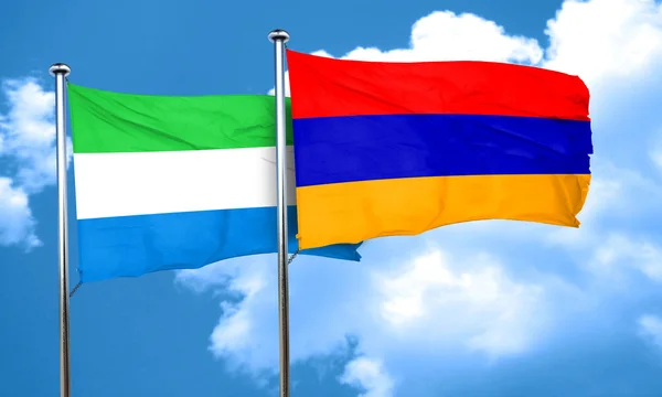 Σημαία της Σιέρα Λεόνε με σημαία της Αρμενίας, 3d rendering — Φωτογραφία Αρχείου