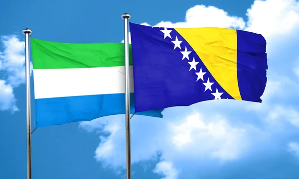 Bandera de Sierra Leona con bandera de Bosnia y Herzegovina, representación 3D — Foto de Stock