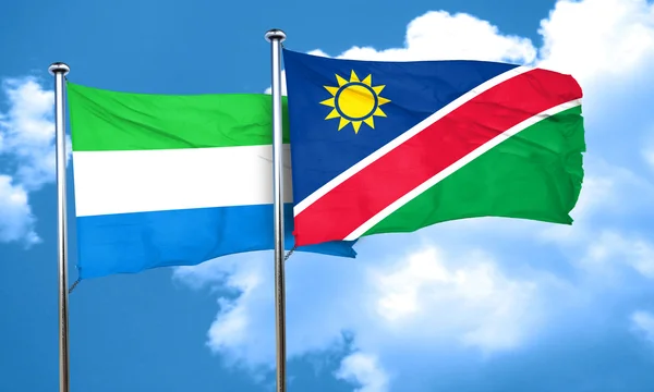 Sierra Leone vlag met de vlag van Namibië, 3D-rendering — Stockfoto