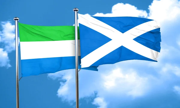 Sierra Leone flag with Scotland flag, 3D rendering — Stock Photo, Image