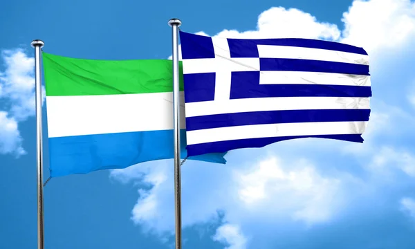 Sierra Leone flag with Greece flag, 3D rendering — Stock Photo, Image