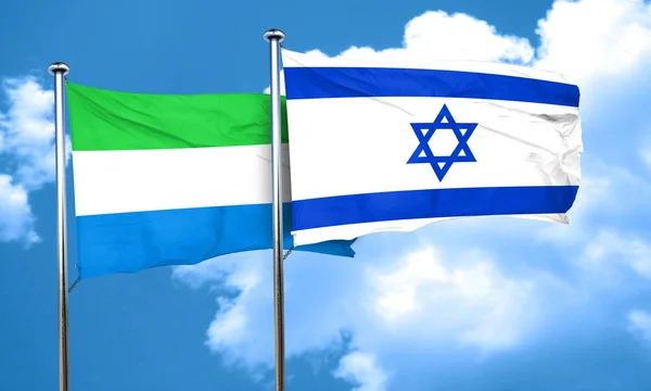 Sierra Leone vlajka s Izrael vlajka, 3d vykreslování — Stock fotografie