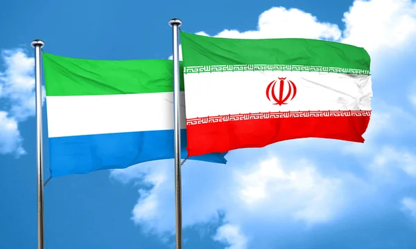 Sierra Leone bayrağı Iran bayrağı, 3d render ile — Stok fotoğraf