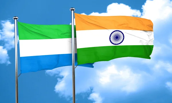 Sierra Leone-i zászló India zászló, 3d-leképezés — Stock Fotó