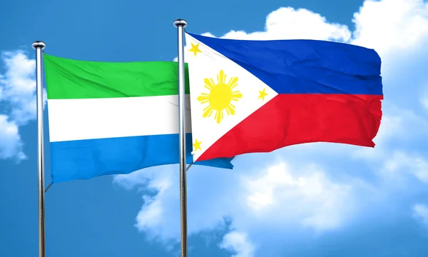 Sierra Leone flag with Philippines flag, 3D rendering — Stock Photo, Image