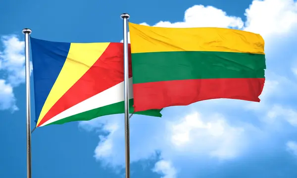 Seychelles bandera con bandera de Lituania, representación 3D —  Fotos de Stock