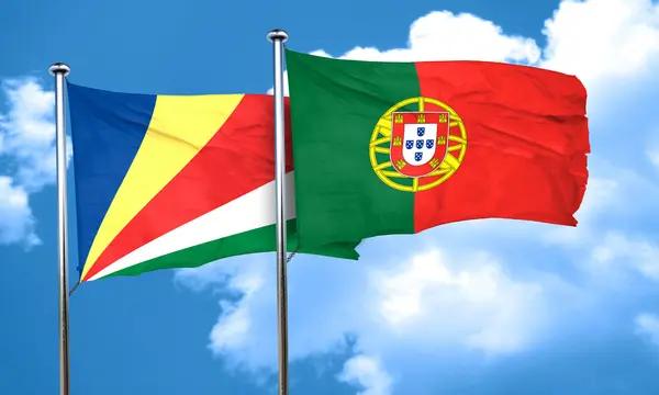 Прапор Сейшельських островів з Португалії прапор, 3d-рендерінг — стокове фото
