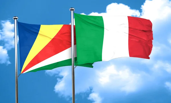 意大利国旗，3d 渲染的塞舌尔旗帜 — 图库照片