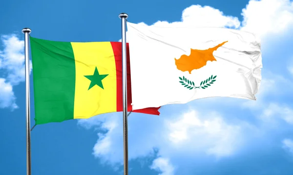 Senegal flag with Cyprus flag, 3D rendering