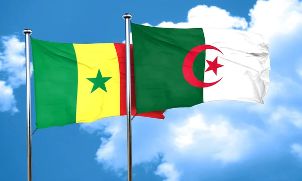 Bandiera Senegal con bandiera Algeria, rendering 3D — Foto Stock