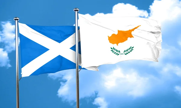 scotland flag with Cyprus flag, 3D rendering