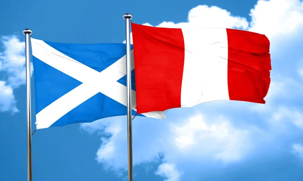 Bandiera scozzese con bandiera del Perù, rendering 3D — Foto Stock
