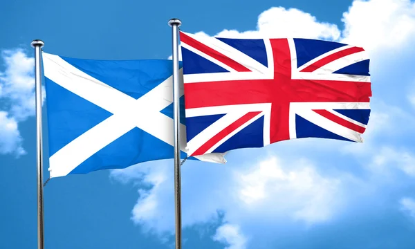 Scotland flag with Great Britain flag, 3D rendering — Stock Photo, Image