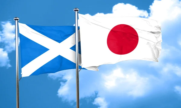 Drapeau écossais avec drapeau du Japon, rendu 3D — Photo