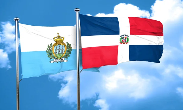 San marino flag con bandiera Repubblica Dominicana, rendering 3D — Foto Stock
