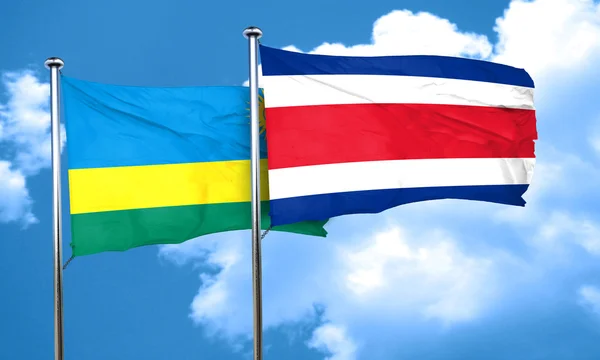 Bandera de Ruanda con Bandera de Costa Rica, representación 3D —  Fotos de Stock