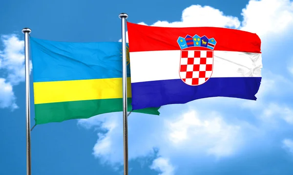 Rwanda flag with Croatia flag, 3D rendering