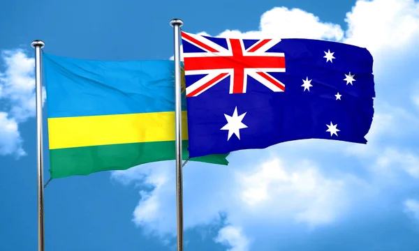 Rwanda flag with Australia flag, 3D rendering