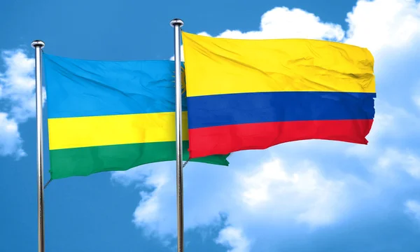 Rwanda flag with Colombia flag, 3D rendering — Stock Photo, Image