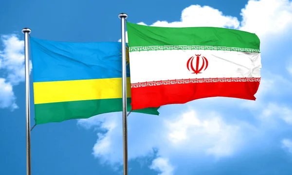 Rwanda flag with Iran flag, 3D rendering