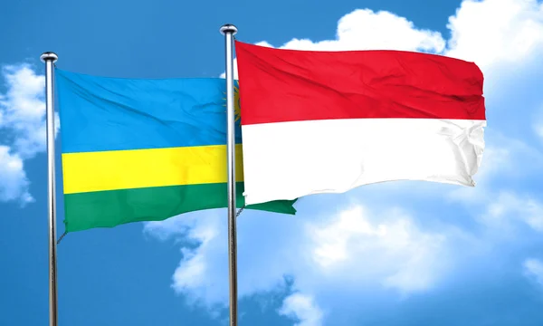 Bendera Rwanda dengan bendera Indonesia, render 3D — Stok Foto