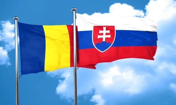 Vlajka Rumunsko Slovensko vlajka, 3d vykreslování — Stock fotografie