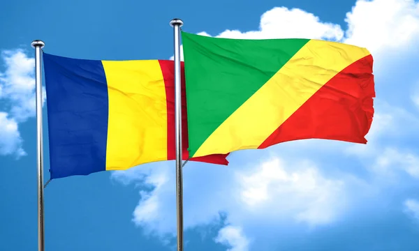 Bandera de Rumania con bandera de congo, Renderizado 3D —  Fotos de Stock