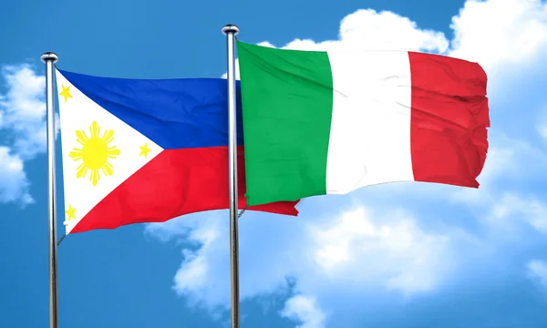 Philippines flag with Italy flag, 3D rendering — Stock Photo, Image