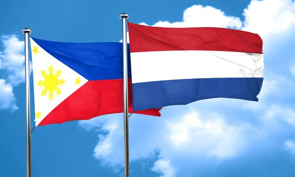 Philippines flag with Netherlands flag, 3D rendering — Stock Photo, Image