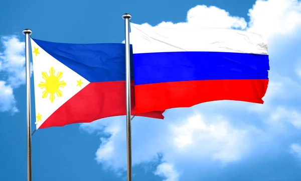 Philippines flag with Russia flag, 3D rendering — Stock Photo, Image