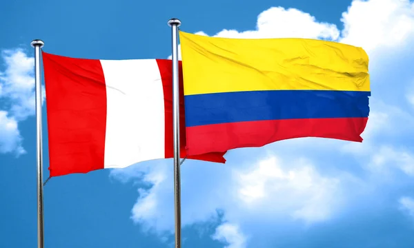 Peru flag with Colombia flag, 3D rendering — Stock Photo, Image