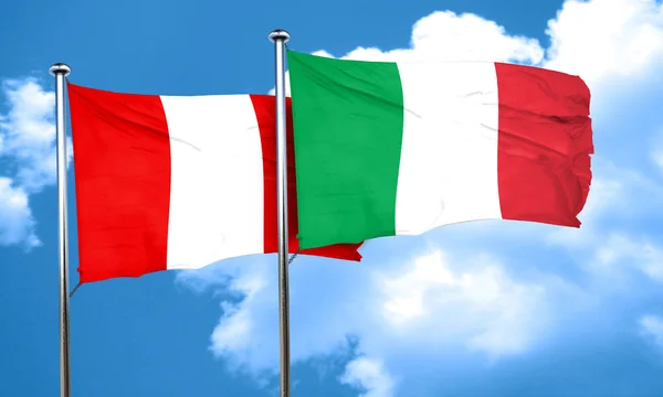 Peru bayrağı İtalya bayrağı, 3d render ile — Stok fotoğraf