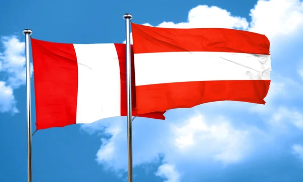 Bandeira do Peru com bandeira da Áustria, renderização 3D — Fotografia de Stock