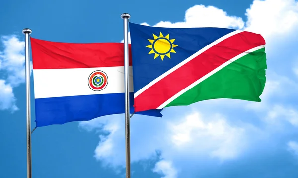 Bandera de Paraguay con bandera de Namibia, representación 3D — Foto de Stock
