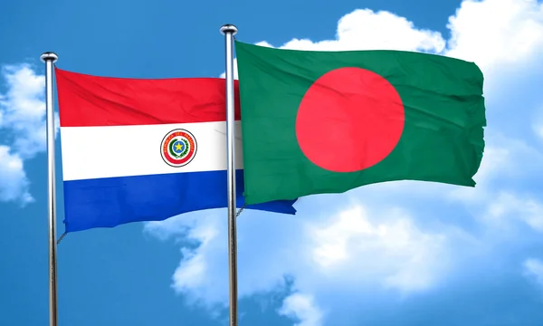 Bandeira do Paraguai com Bandeira de Bangladesh, Renderização 3D — Fotografia de Stock