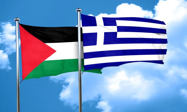 Σημαία της Παλαιστίνης με Ελλάδα σημαία, 3d rendering — Φωτογραφία Αρχείου