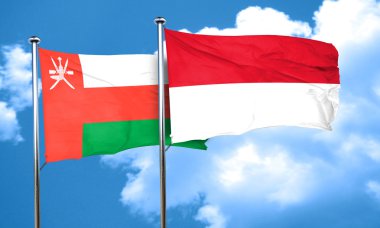 Endonezya bayrağı, 3d render ile Umman bayrağı