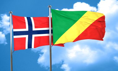 Norveç bayrağı Kongo bayrak, 3d render ile