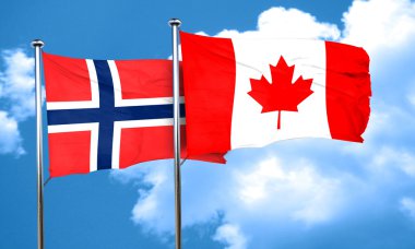 Norveç bayrağı Kanada bayrağı, 3d render ile
