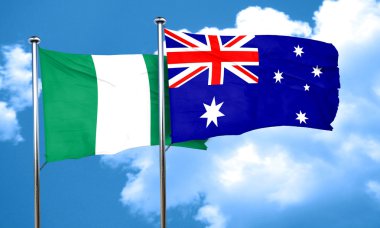 Nijerya bayrak Avustralya bayrağı, 3d render ile