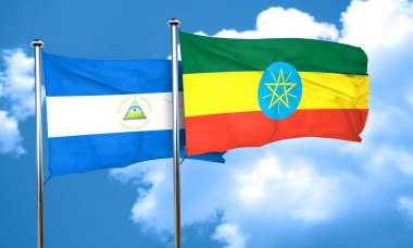 Nikaragua bayrağı Etiyopya bayrağı, 3d render ile