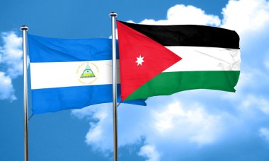 Nikaragua bayrağı Jordan bayrak, 3d render ile