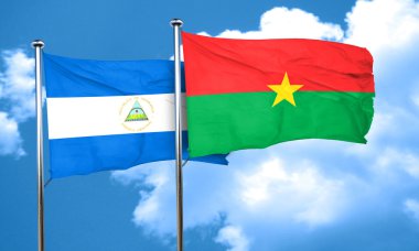 Burkina Faso bayrak, 3d render ile Nikaragua bayrağı