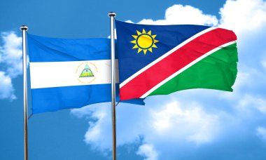 Namibya bayrak, 3d render ile Nikaragua bayrağı