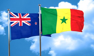 Yeni Zelanda bayrağı Senegal bayrak, 3d render ile